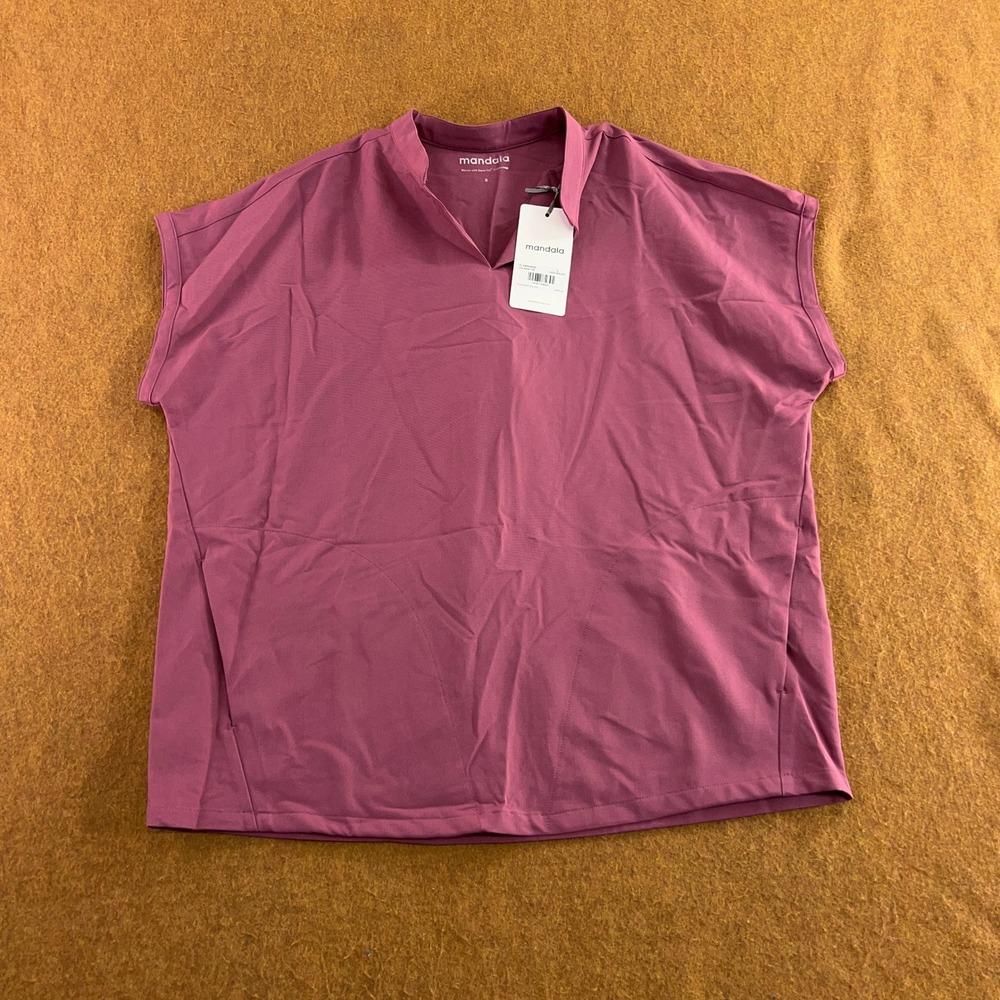 Mandala Womens Small Deep Mauve Mandarin Dolman Equa-Tek Scrub Top NWT